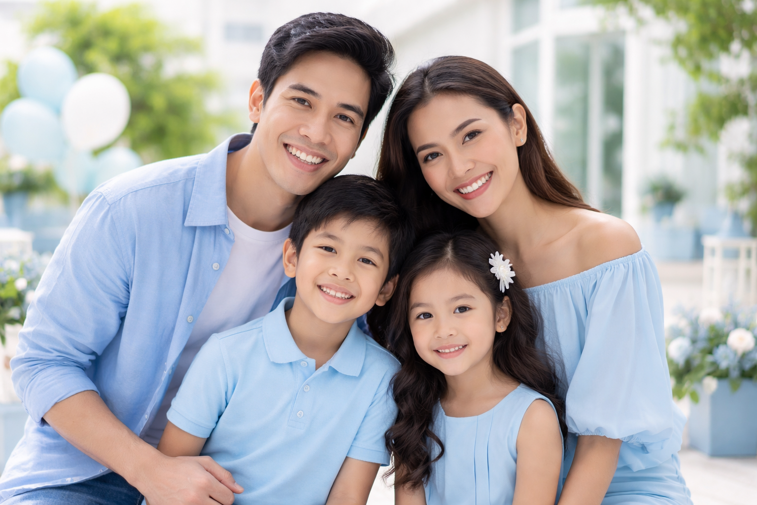 Happy Filipino family moving into new home